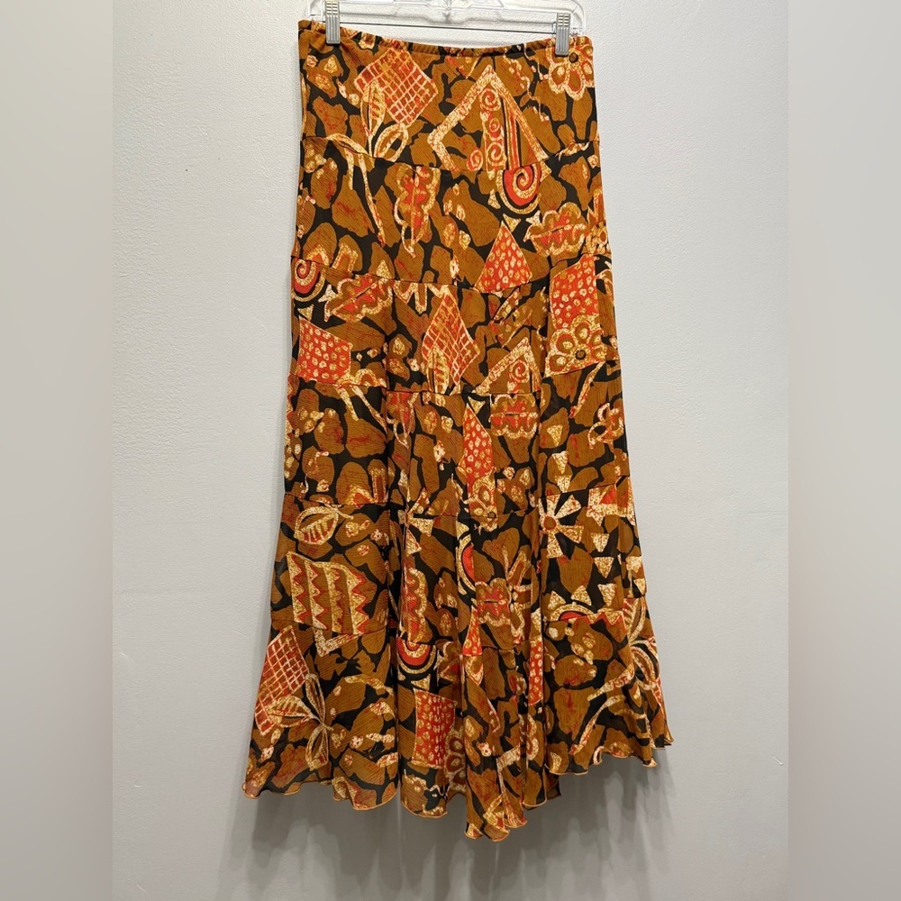 Ruby Rd. Brown And Orange Patterned Maxi Skirt - image 2